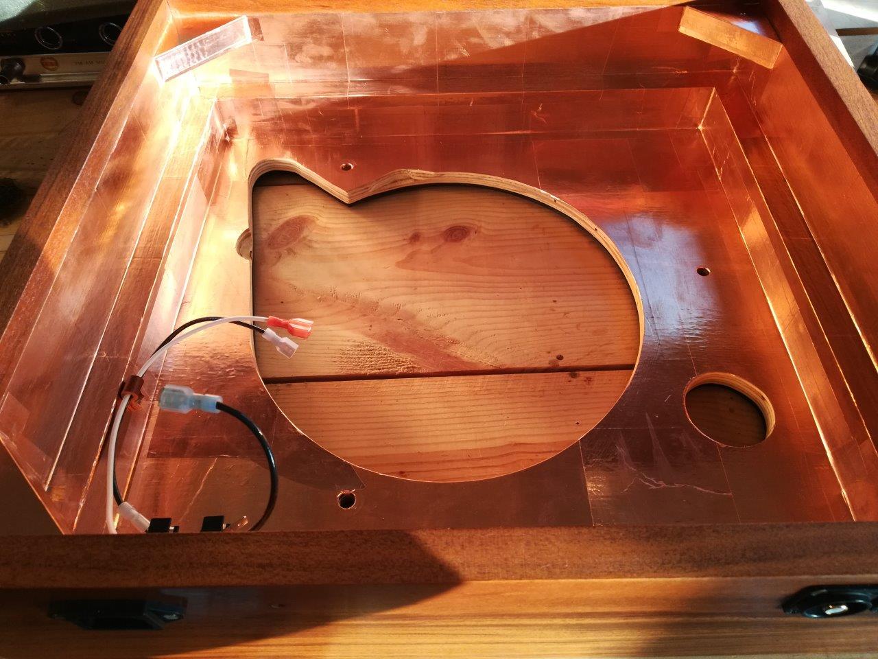 Plinth fully lined with copper foil tape